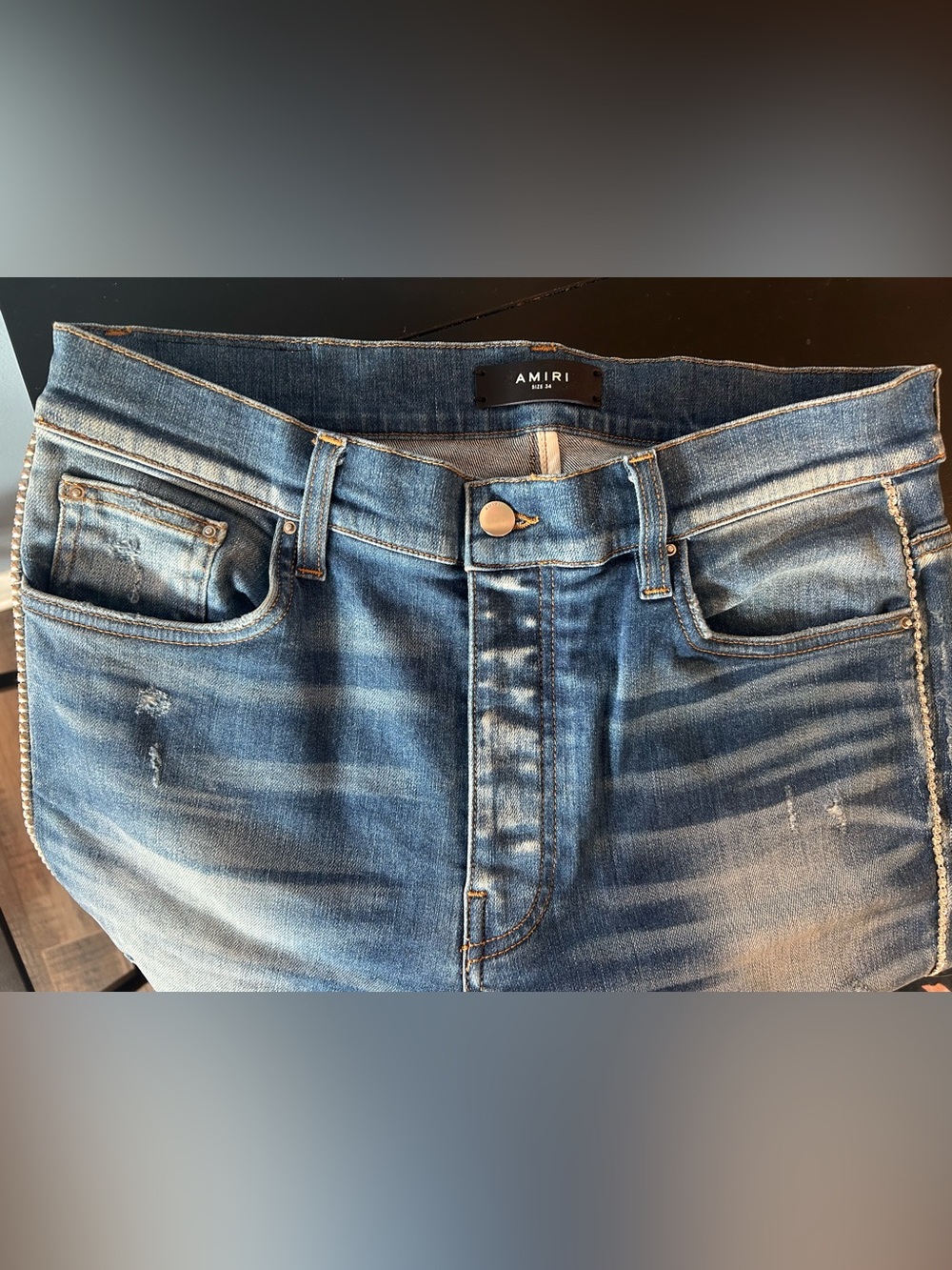 AMIRI slim-fit crystal track denim jeans - Picture 4 of 6